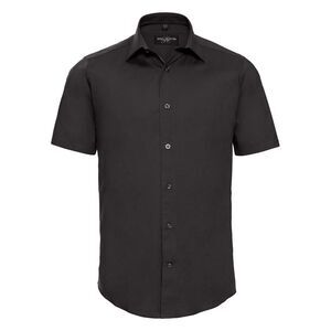 Russell Collection Mens Easy-Care Fitted Short-Sleeved Shirt / Black